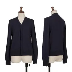 コムコム コムデギャルソンCOMME des GARCONS スナップボタンウールニットカーディガン 紺M