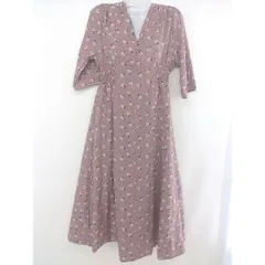 ◇ EVERY.VERY NICE CLAUP 総柄 シャーリング 七分袖 膝下丈 ワンピース ピンク ブラック マルチ レディース  【中古】 【1206100006105】