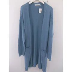 ◇ MOUSSY マウジー 長袖 ロング ニット カーディガン サイズF ブルー系 レディース  【中古】 【1206100004200】