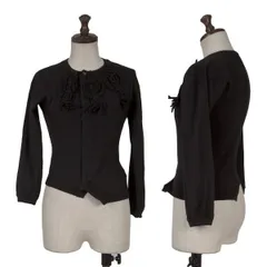 コムデギャルソンCOMME des GARCONS 毛糸装飾ホック留めアシンメトリーカーディガン 黒M位