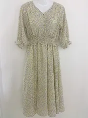 ◇ RAY CASSIN レイカズン 花柄 長袖 ロング ワンピース サイズF イエロー グレー系 レディース  【中古】 【1206110002197】