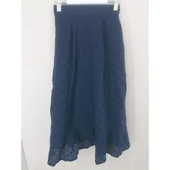 ◇ FEERICHELU フェリーシェル 刺繍 ロング フレア スカート サイズF ネイビー レディース  【中古】 【1206110000575】