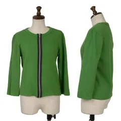 コムデギャルソンCOMME des GARCONS 製品染めウールナイロンジップニットカーディガン 緑M位
