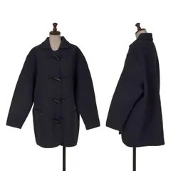 マドモアゼルノンノンMademoiselle NON NON 圧縮ウールトグルボタンハーフコート 紺M位