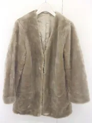 ■ SENSE OF PLACE by URBAN RESEARCH フェイクファー 長袖 ノーカラー コート サイズF ベージュ レディース  【中古】 【1206130009800】