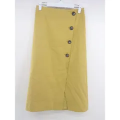 ◇ NOBLE ノーブル ジップアップ フロントスリット 膝下丈 ナロー スカート サイズ36 イエロー レディース  【中古】 【1206140005625】