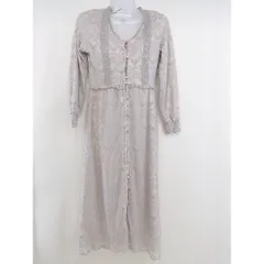 ◇ MAJESTIC LEGON フロントボタン 総レース 長袖 膝下丈 ワンピース サイズM ベージュ系 レディース  【中古】 【1206140002938】