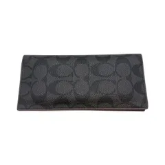 ◎◎COACH コーチ ブレスト ポケット ウォレット シグネチャー キャンバス 長財布 91635 ブラック
