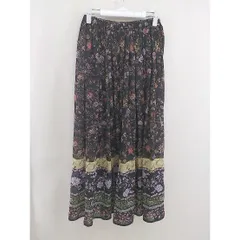 ◇ mysty woman ミスティウーマン 花柄 ロング フレア スカート サイズF ブラック レッド マルチ レディース  【中古】 【1206140007216】のサムネイル