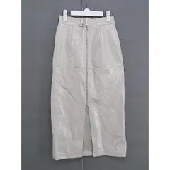 ◇ PAGEBOY ALICIA フロントジップ フェイクレザー ロング ナロー スカート サイズ M オフホワイト系 レディース  【中古】 【1206140006196】