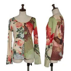 ジャンポールゴルチエ ファムJean Paul GAULTIER FEMME フラワープリントネットトリムストレッチカーディガン ピンクマルチ40