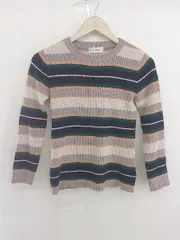 ◇ Simplicite シンプリシテェ ボーダー 長袖 リブ ニット セーター グレージュ系 レディース  【中古】 【1206160008903】