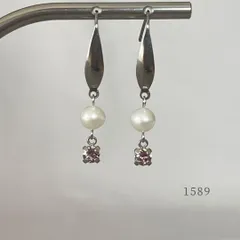 淡水パール＆コットンキャンディピンク・クリスタル　ピアス　・・✽・・　〈真珠　サージカルステンレス　フック　オフィスカジュアル　結婚式〉