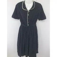 ◇ an another angelus ドット 水玉 パイピング 半袖 膝下丈 ワンピース サイズF ブラック ホワイト レディース  【中古】 【1206170009495】のサムネイル