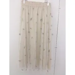 ◇ MAJESTIC LEGON ウエストゴム チュール 花柄 ロング ギャザー スカート サイズM ベージュ マルチ レディース  【中古】 【1206210003452】
