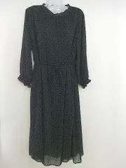 ◇ GLOBAL WORK グローバルワーク 水玉 ドット 長袖 ロング ワンピース サイズM ブラック ベージュ系 レディース  【中古】 【1206210013376】