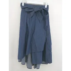 ◇ ◎ earth music&ecology ウエストゴム レイヤード 膝下丈 フレア スカート サイズF ネイビー レディース  【中古】 【1206210007115】