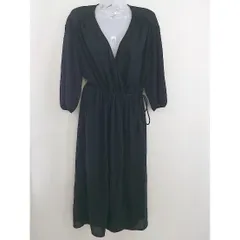 ◇ COMME CA コム サ カシュクール風 七分袖 膝下丈 ワンピース サイズ9 ブラック レディース  【中古】 【1206210004862】