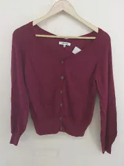 ◇ GLOBAL WORK グローバルワーク Vネック 長袖 ニット カーディガン サイズM バーガンディー レディース  【中古】 【1206210016490】