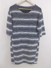 ◇ antiqua アンティカ ボーダー 七分袖 膝丈 ワンピース ブラック ホワイト レディース  【中古】 【1206210016209】