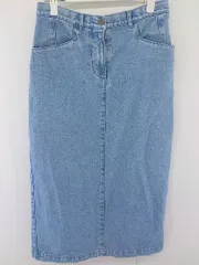 ◇ Christopher&Banks クリストファーアンドバンクス デニム 裾ボタン ロング タイト スカート サイズ4 ブルー レディース  【1206220007570】