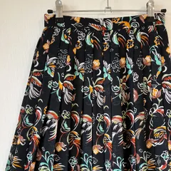 Louis Joone ブラック シフォン プリーツ スカート 花柄