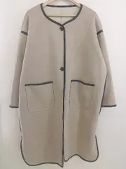 ◇ JUNOAH ジュノア パイピング ノーカラー ビッグポケット 長袖 コート サイズ38 ベージュ ブラウン ブラック レディース  【中古】 【1206240003293】