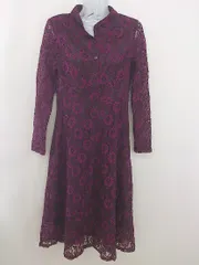 ◇ Libby＆Rose リビーアンドローズ レース 長袖 膝下丈 ワンピース パープル系 レディース  【中古】 【1206240006584】