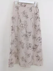 ◇ apres jour mignon 花柄 ウエストゴム ロング フレア スカート サイズF ピンクベージュ ブラウン レディース  【中古】 【1206240006133】