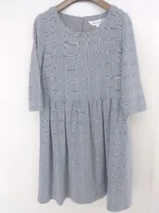 ◇ Sweet Mommy スウィートマミー マタニティ チェック 七分袖 ミニ ワンピース サイズM グレー レディース  【中古】 【1206270010339】