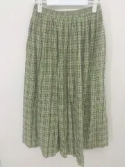 ◇ POU DOU DOU プードゥドゥ ウエストゴム チェック ロング フレア スカート サイズM グリーン ブラウン レディース  【中古】 【1206270009968】