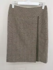 ◇ 23区 vingt trois arrondissements チェック 膝丈 タイト スカート サイズ36 ベージュ ブラウン カーキ レディース  【中古】 【1206270002099】