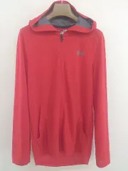 ◇ UNDER ARMOUR アンダーアーマー 長袖 ジップアップ パーカー サイズSM レッド メンズ  【中古】 【1206280004267】