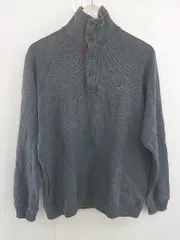 ◇ CROCODILE クロコダイル ハーフボタン 長袖 ニット セーター サイズL ダークグレー系 メンズ  【中古】 【1206280009415】