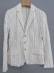 ◇ JOURNAL STANDARD 3B ストライプ 長袖 テーラード ジャケット サイズS オフホワイト ネイビー系 レディース  【中古】 【1206300001023】