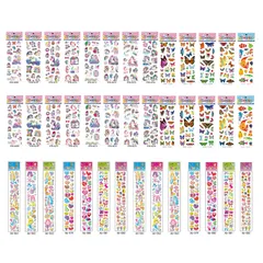 マルシェ 3Dテカーシール&ステッカー ランダムセット - 40枚大量 30種類デザイン - 女の子向け 着せ替え シールセット - 車・動物・ハート・星・恐竜・食べ物