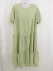 ◇ merlot メルロー 半袖 膝下丈 ワンピース サイズF ライトグリーン レディース  【中古】 【1206300004505】のサムネイル