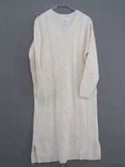 ◇ coen コーエン ケーブル編み 長袖 膝丈 ニット ワンピース サイズF オフホワイト レディース  【中古】 【1206300002648】
