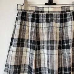 昭和レトロ 黒とベージュのチェック柄ヴィンテージスカート
