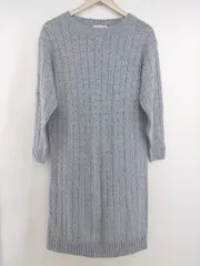 ◇ grove グローブ ケーブル 長袖 膝丈 ニット ワンピース サイズM ライトグレー レディース  【中古】 【1207070005082】