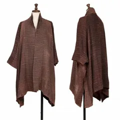 ネルークマールNEERU KUAR ウールボーダーサイドスリットドレープカーディガン 黒茶 茶黒M