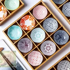 新入荷豆皿 小皿 小鉢 竹製 豆皿セット 仕切り付き 調味料皿 薬味皿 小鉢 深型 セラミック 和食器 焼肉 寿司 調味料 漬物 食器 (D,9点)