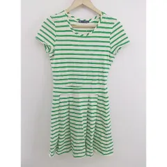 ◇ PETIT BATEAU プチバトー ボーダー 半袖 ミニ ワンピース サイズXS ホワイト グリーン レディース P  【中古】 【1208230007489】