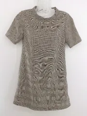 ◇ REDYAZEL レディアゼル チェック 五分袖 ミニ ワンピース サイズM ホワイト ベージュ ブラック レディース P  【中古】 【1208230006499】