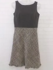 ◇ COMME CA ISM コムサイズム ウールニット ノースリーブ 膝丈 ワンピース サイズM ブラウン系 ホワイト レディース P  【中古】 【1208230020808】