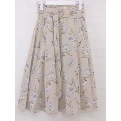◇ ◎ MAJESTIC LEGON 花柄 膝下丈 フレア スカート サイズS ベージュ グレー系 グリーン レディース P  【中古】 【1208240001330】