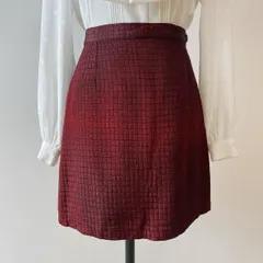 イタリア製 VERSACE Jeans Couture バーガンディチェック柄ミニスカート ヴィンテージ