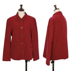 マドモアゼルノンノンMademoiselle NON NON コーデュロイラウンドカラージャケット 赤M位