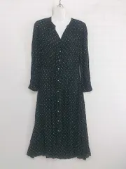 ◇ ◎ niko and … ニコアンド Vネック ドット 水玉 長袖 膝下丈 ワンピース サイズM ブラック ホワイト レディース P  【中古】 【1209010001420】