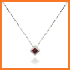 【新品】 [Cloud-jewelry] クラウドジュエリー ガーネット 四角 ネックレス シルバー925 1月誕生石 【木製 プレゼント ギフト BOX付 】 psn-1g 1